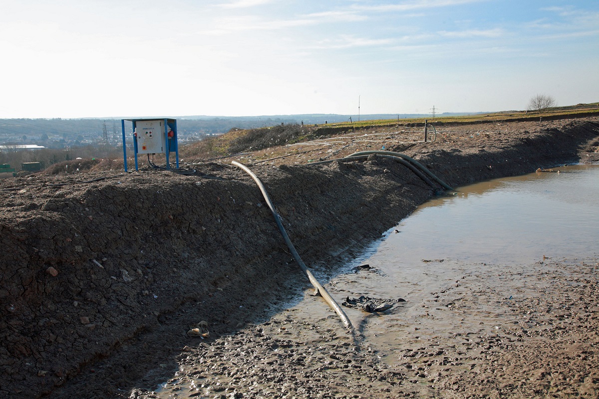 Flooded landfill site Sykes Pumps remove floodwater from landfill site