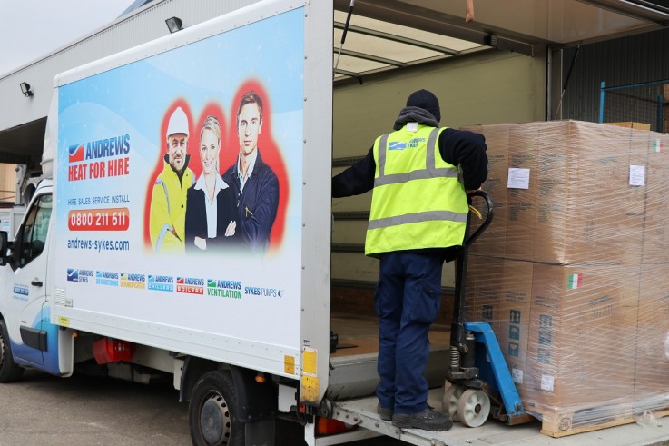 Andrews Heat for Hire unloading their donated units Andrews Heat for Hire team up with CACT to keep vulnerable locals warm