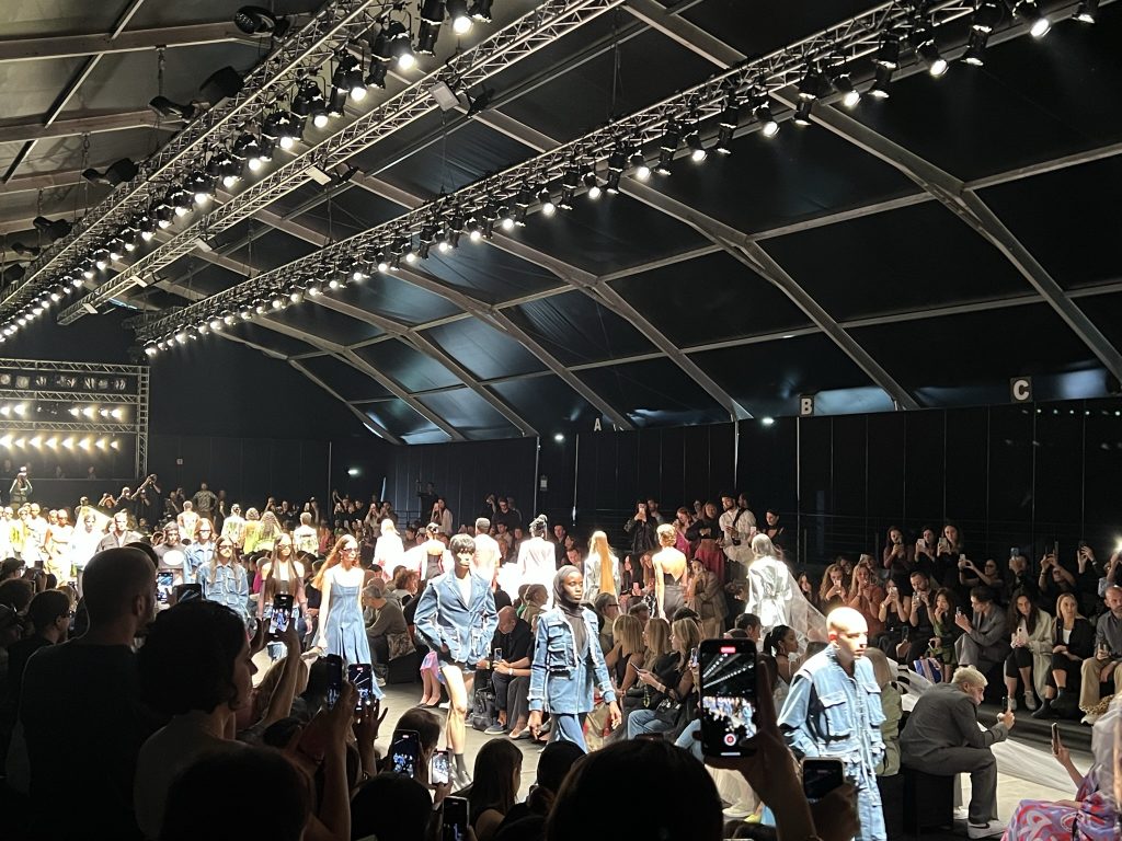 Climate control setup inside Milan Fashion Week venue Interior climate control setup for high-profile Milan Fashion Week fashion show