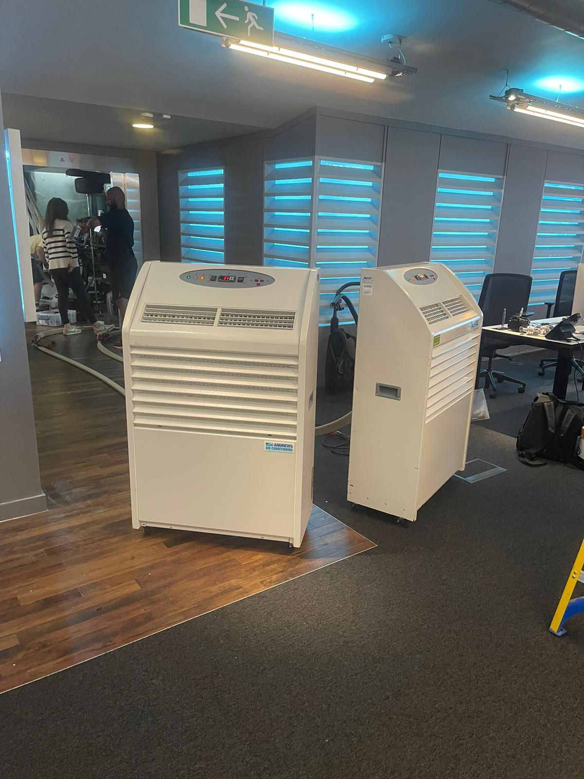 Andrews Sykes provides climate control solutions for TV production sets Andrews Sykes air conditioning units positioned on a television studio set